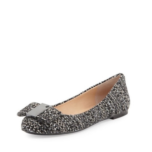 Tory Burch Shoes - Tory Burch Grey Tweed Chase Ballet Flat 8